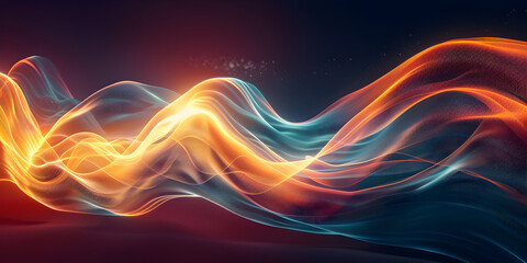 A futuristic fusion of motion and energy. Abstract Wavy Lines An Of With Bright Orange Coloured Lights And Dark Background
