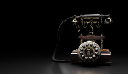 an old telephone that has been polished to a shine - 3d illustration