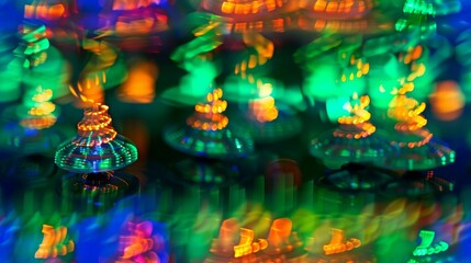 Fototapeta premium Oscillating loops with pop art, speculative modeling and bright concentric circles twisting with neon glow mesmerizing and variating patterns