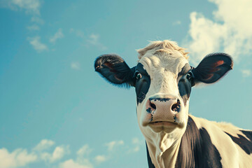 a cow with a black and white face and a white nose