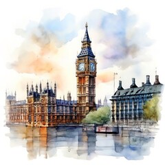 Fototapeta premium Stunning London Illustration Featuring Iconic Landmarks,