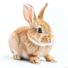 Fototapeta premium a small rabbit with a long ear and a white background