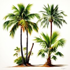 Fototapeta premium Sketch palm tree. Hand drawn tropical coconut