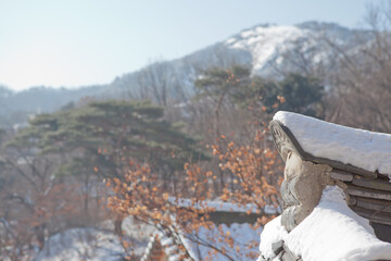 Snow-Covered Traditional Korean House 'Hanok