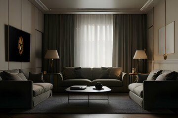 Dark color modern living room