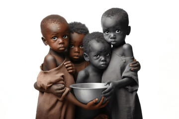 Poor hungry African children on white background © Ольга Лукьяненко