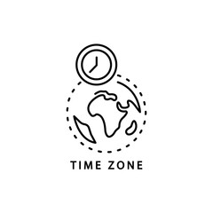 Clock and globe outline icon. linear style sign for mobile concept and web design. World Time simple line vector icon. Symbol, logo illustration. Pixel perfect vector graphics