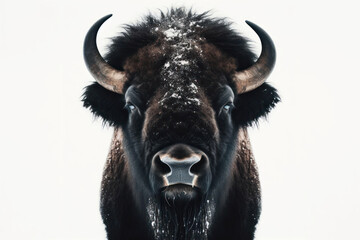 angry Bison on a white background