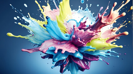 brush strokes in multicolor splash ink isolated against transparent
