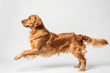 a dog jumping in the air with its paws spread