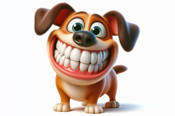 Naklejka premium funny dog with a big smile and big teeth on a white background