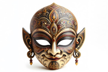 Indian mask isolated on white bright background