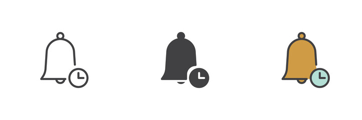 Bell and clock different style icon set