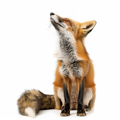 Fototapeta premium a fox sitting on the ground looking up