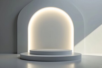 Futuristic pedestal for display. Blank podium for product. 3d rendering