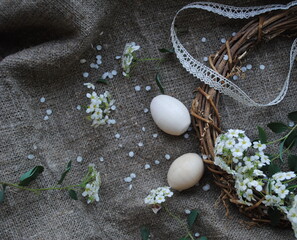 easter eggs and flowers