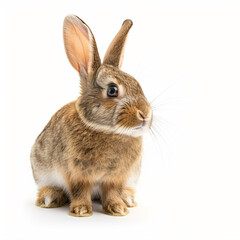 a rabbit sitting on a white surface with a white background