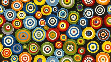Fototapeta premium Oscillating loops with pop art, speculative modeling and bright concentric circles twisting with neon glow mesmerizing and variating patterns