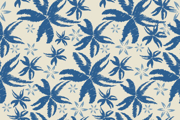 Ikat floral paisley embroidery background.Ikat ethnic oriental pattern traditional.Aztec-style abstract vector. design for texture, fabric, clothing, wrapping, decoration, sarong, scarf