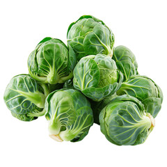 Fototapeta premium Fresh brussels sprouts on a green background.