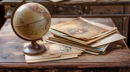 Travel Dreams, Wanderlust concept with a world map and vintage travel accessories