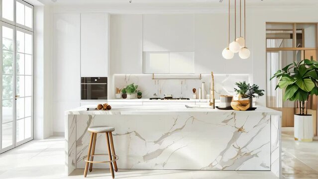 A beautiful modern light white kitchen