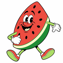 watermelon cartoon vector illustration on white background, silhouette silhouette, Food, icon, svg, characters, Holiday t shirt, Hand drawn trendy Vector illustration, fruit Vector