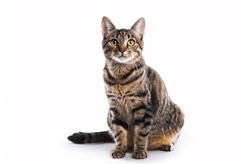 Obraz premium a cat sitting on a white surface looking at the camera