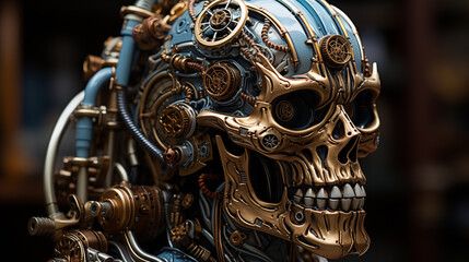 Unique Steampunk Design Showcased in a Skull Sculpture
