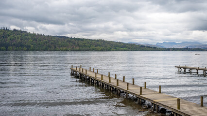 Pair of wooden jettys at Lake Windermere
