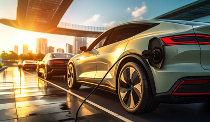 Naklejka premium Energy Subsidies Illuminating Clean Futures: Charging EVs in Urban