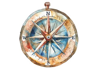 A watercolor painting of a compass