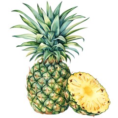 Create a watercolor painting of a pineapple