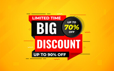 Big Discounts sale banner vector template. Discount banner. Sale label and discounts background, Discount Promotion marketing poster design for web and Social. Vector Illustration.