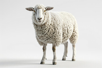 Fototapeta premium a sheep standing in a white room with a white background