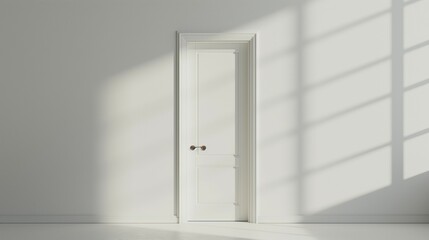 White door home room interior background, white empty wall