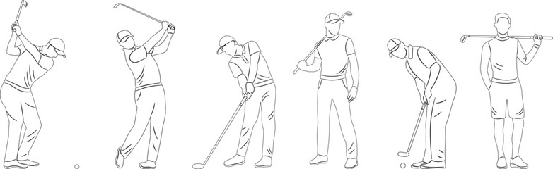 men playing golf sketch on white background vector