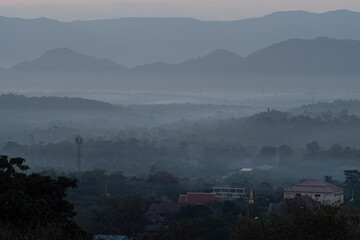 Beautiful morning scenery of River and mountain in a dramatic sky