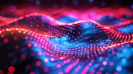Waves of glowing lights dancing across a neon backdrop, simulating the lively ambiance of futuristic nightlife