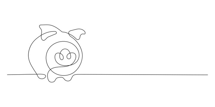 recommend clip art: Piggy bank in continuous line art style. Children's piggy bank for saving money on a white background. Vector illustration