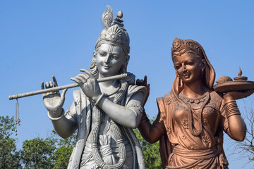 Big statue of Lord Radha Krishna near Delhi International airport, Delhi, India, Lord Krishna and...