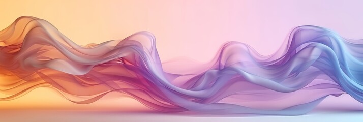 Fototapeta premium Modern abstract art style pastel pink and lilac yellow colours background with air waves effect, banner