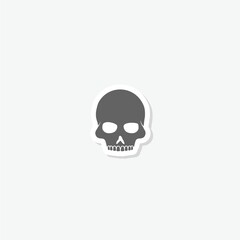 Skull simple icon sticker isolated on gray background