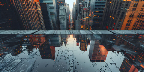 Modern Skyscrapers Reflecting in a Glass Facade, A Photo of Cityscape Reflected in Glass