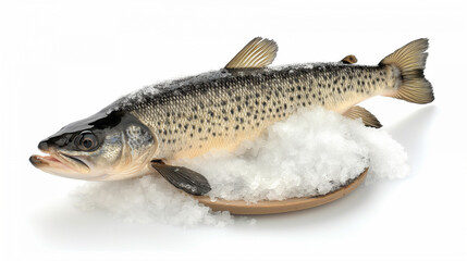 Fototapeta premium A fish is on a white plate with ice