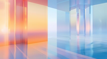 Blue and orange gradient glass city scene poster web page PPT background