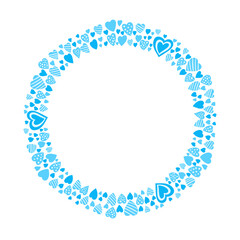 Hand drawn hearts border and frame on white background