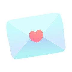Blue envelope with a love letter. Wedding and valentine day concept