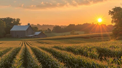 vineyard in the sunset
