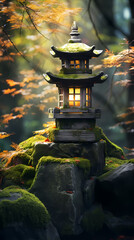 Stone lantern in the forest